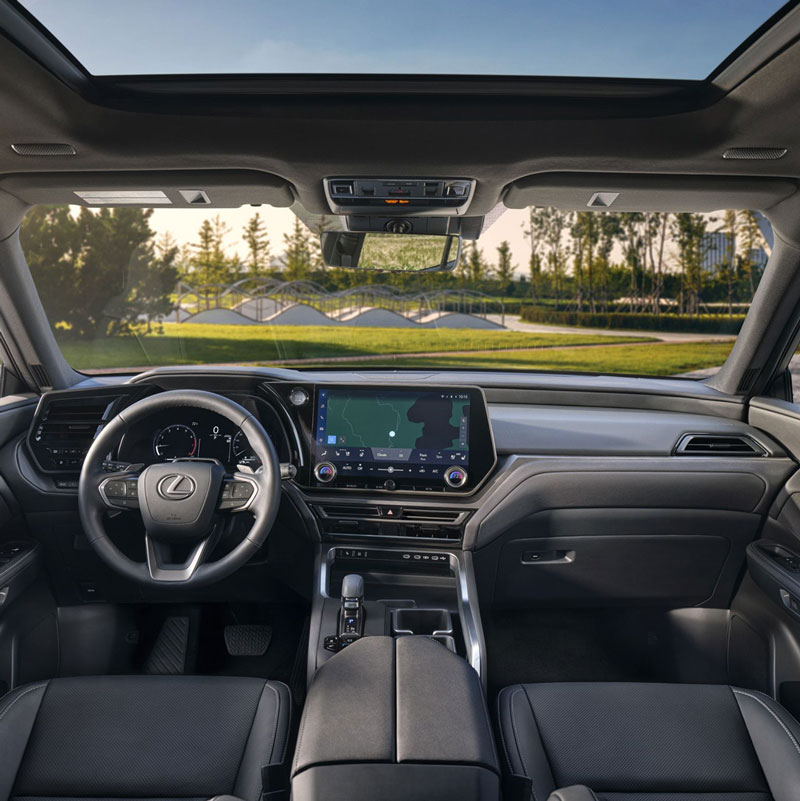 Leather interior display of a Lexus vehicle