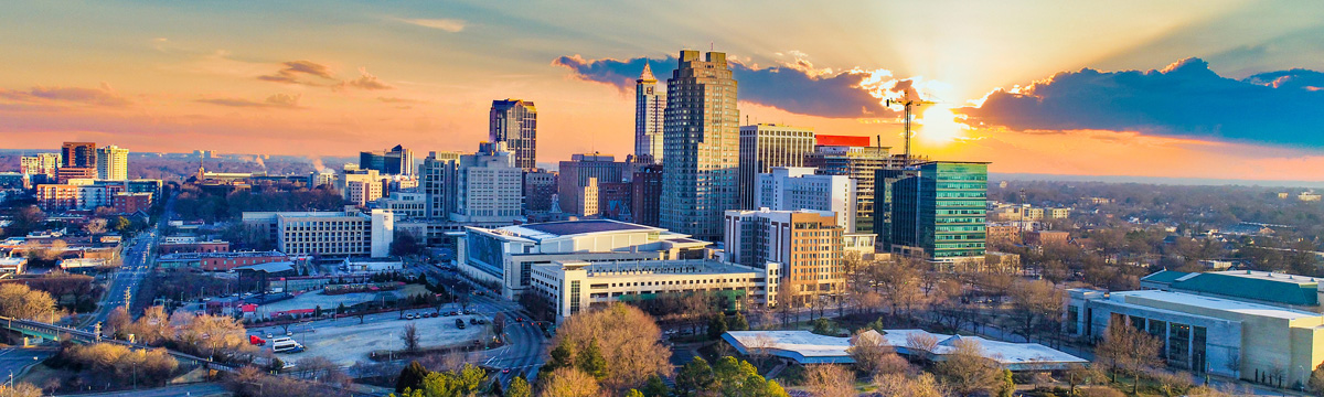 Skyline view of the city of Raleigh, North Carolina