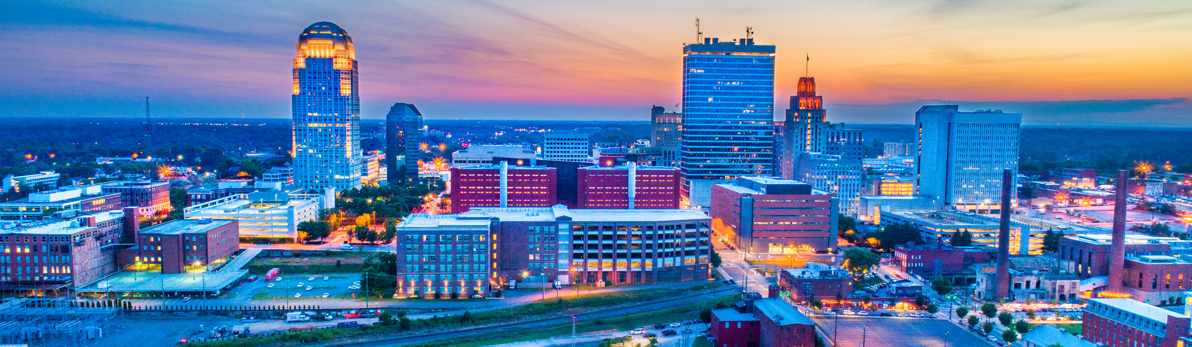A city skyline view of Winston-Salem in North Carolina.