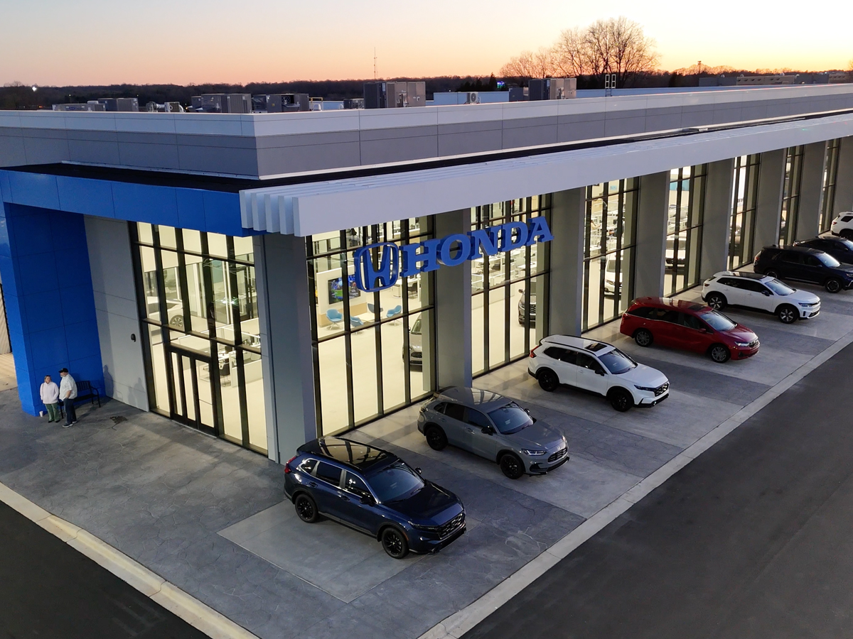 The Greensboro Honda dealership storefront.