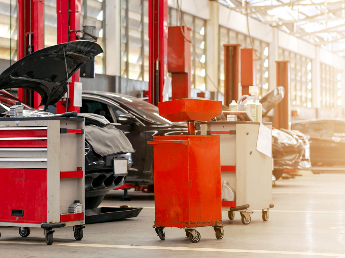 The inside of the dealership's service center.