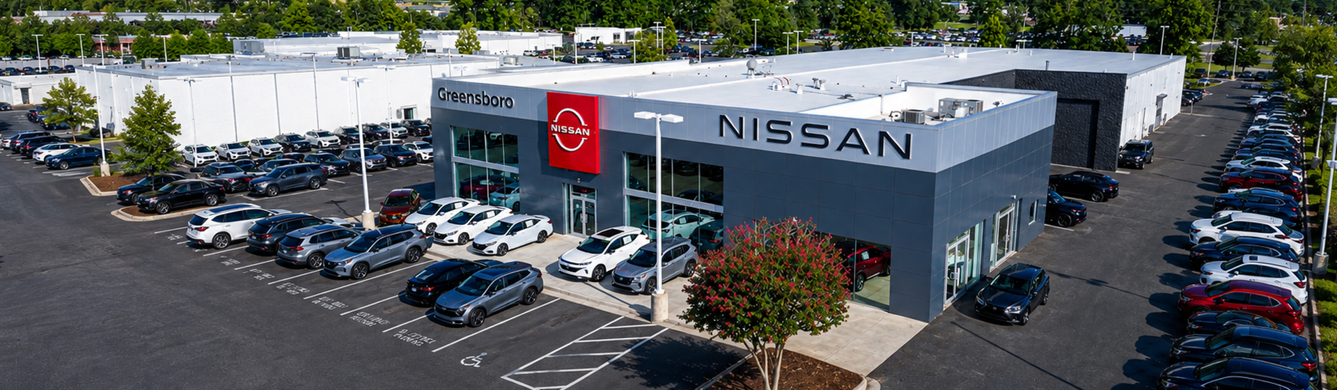 The Greensboro Nissan dealership storefront
