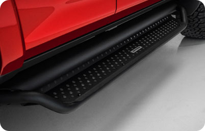 Close up vanity photo of the exterior stepboard accessory
