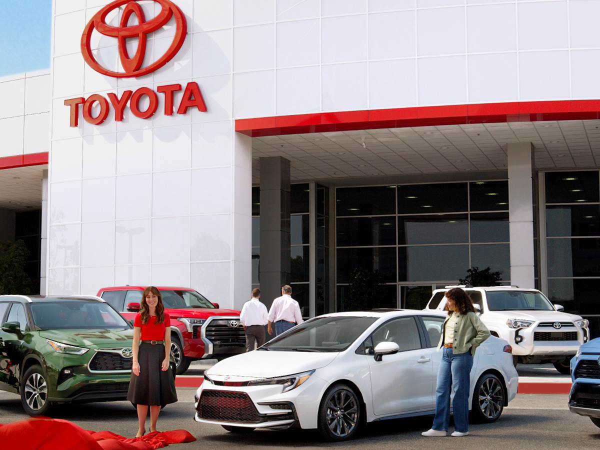 The building storefront of a Toyota dealership