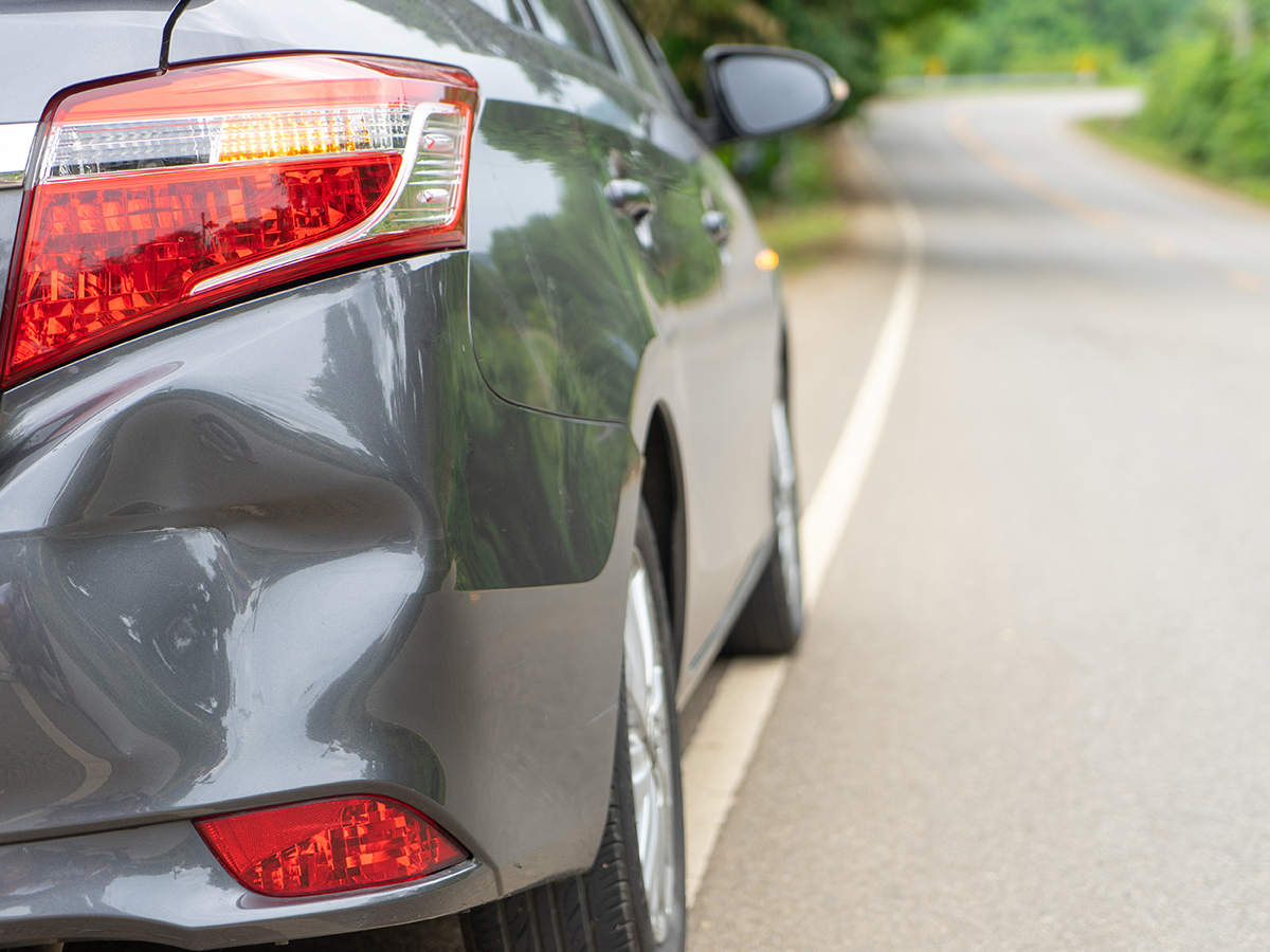 Close-up of the back passenger side of a car