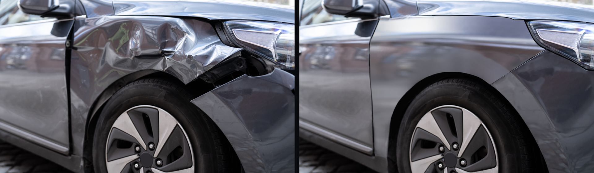 Before and after comparison of a vehicle that was serviced at the collision center