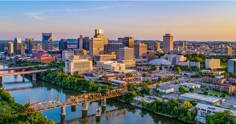 Skyline view of overlooking Nashville, Tennessee