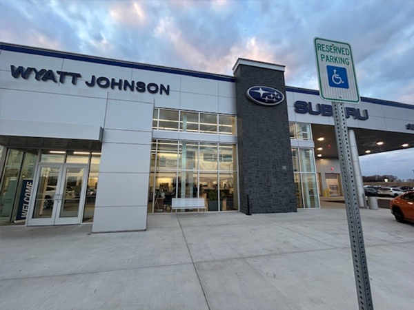 The front of the Wyatt Johnson Subaru dealership