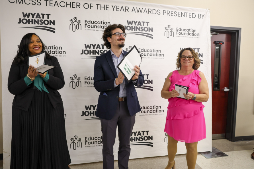 Three teachers being honored with the Teach of the Year award by Wyatt Johnson & Education Foundation