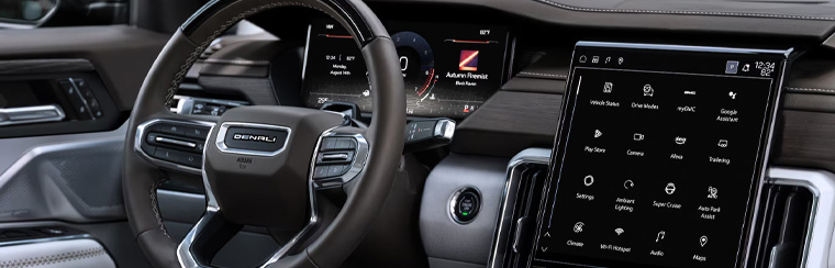 Photo showcasing tech features of the 2025 GMC Acadia