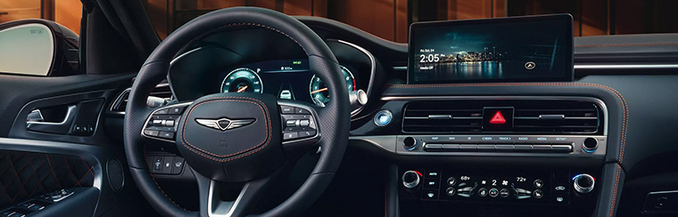Photo showcasing tech features of the 2026 Genesis G70
