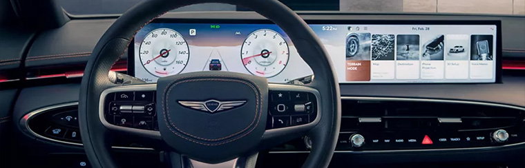 Photo showcasing tech features of the 2026 Genesis GV70