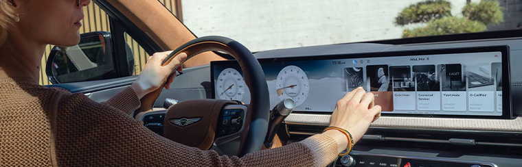 Photo showcasing tech features of the 2026 Genesis GV80