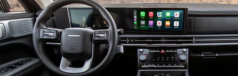 Photo showcasing tech features of the 2026 Hyundai Santa Fe