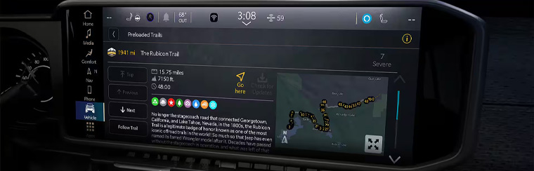 Photo showcasing tech features of the 2025 Jeep Gladiator