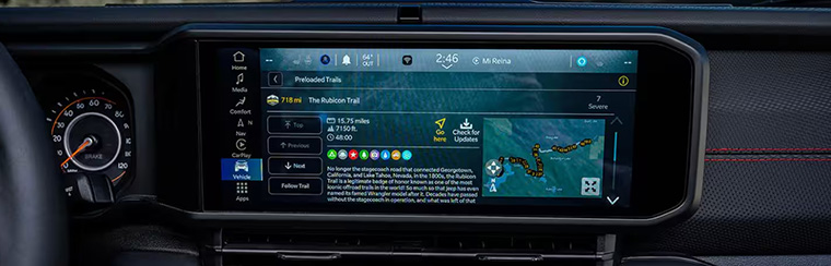 Photo showcasing tech features of the 2026 Jeep Gladiator