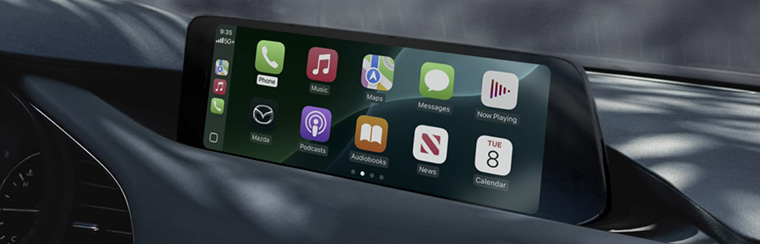 Photo showcasing tech features of the 2026 Mazda3