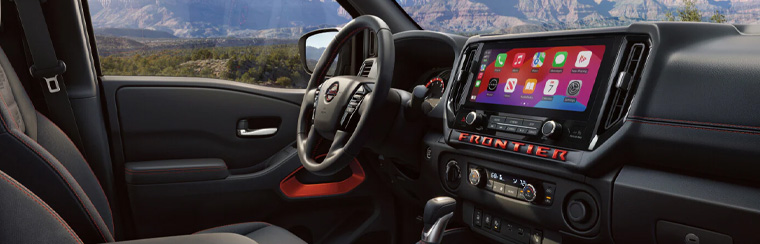 Photo showcasing tech features of the 2025 Nissan Frontier