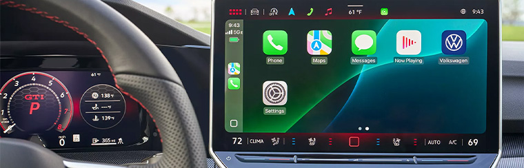 Photo showcasing tech features of the 2026 Volkswagen Golf GTI